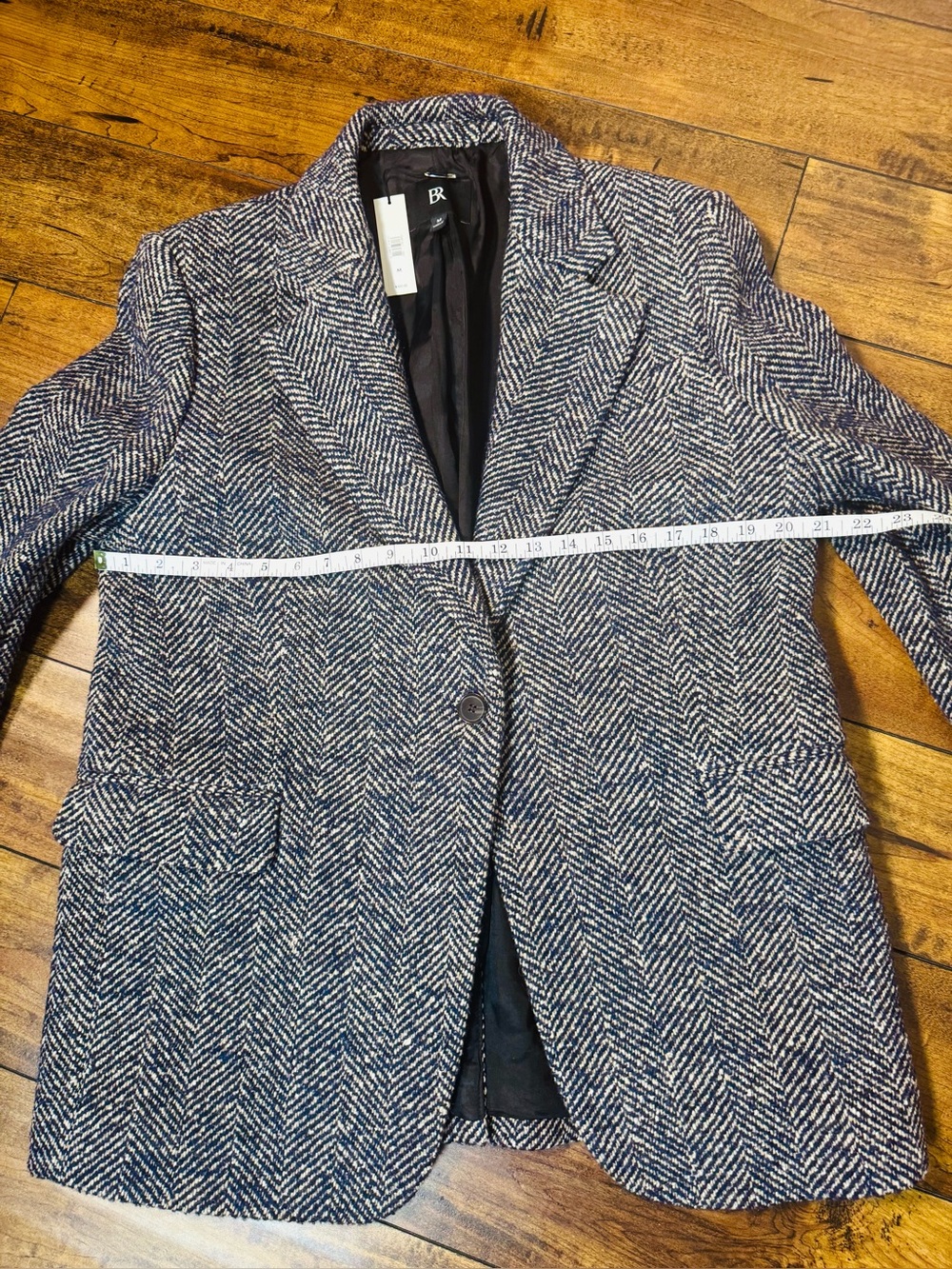 NWT Banana Republic Blazer Jacket in Herringbone Navy Italian Wool Blend US M - Picture 8 of 10